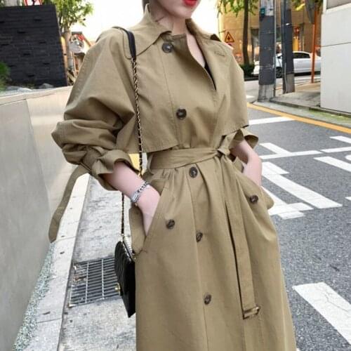 Windbreaker women Autumn Khaki Long Oversized Trench Coat Female Raglan Long Sleeve Belt Loose Korean Fashion Clothing Womens