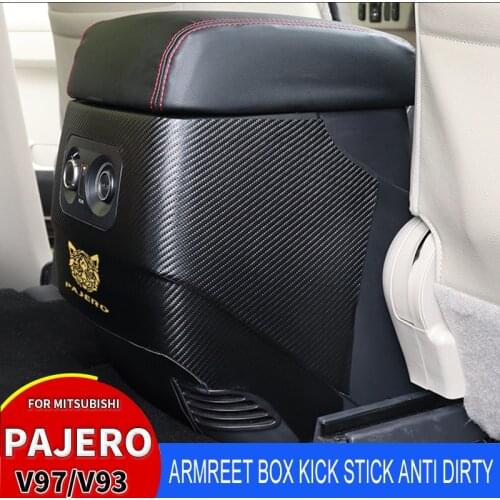 Suitable For Mitsubishi PajeroV97V93 V73 15-18 Car Armrest Box Kicker Anti Dirty Carbon Fibre PU Lether Car Accessories Interior