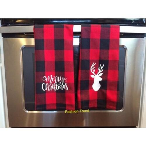 50pcs/lot new arrival monogram buffalo plaid dish towel Christmas decoration checked tea kitchen towel handmade hand towel