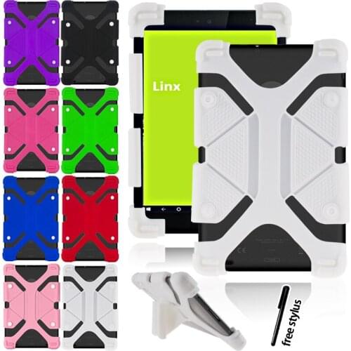 Silicone Stand Case Cover for Linx 10/1010B/1020/10V32/10V64 10 Inch With Bracket Function Shockproof Protective Case+Stylus