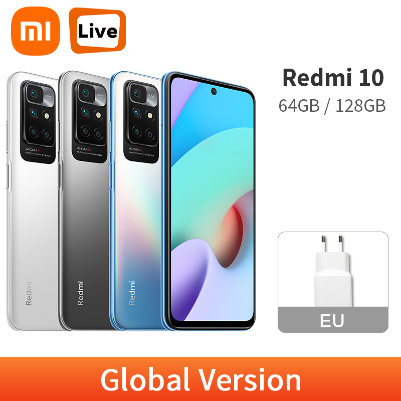Xiaomi Redmi 10 Global Version 4GB 64GB / 6GB 128GB Smartphone 50MP AI Quad Camera 90Hz FHD+ Display Helio G88 5000mAh Battery