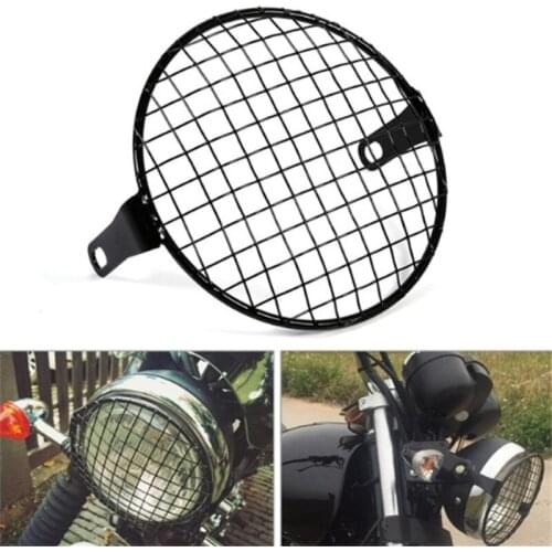 Universal Motorcycle Headlight 16cm Grill Mesh Lattice Grid Vivid Black Side Mount Net Cover