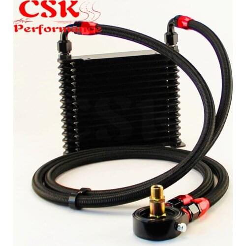Universal 15 Row AN10 Oil Cooler 260x175x32mm Kit For track / project / race Black