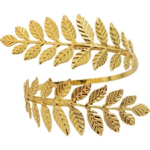 Vintage Metal Greek Roman Laurel Leaf Bracelet Armband Upper Arm Cuff Armlet Festival Ffashion Personality Punk Open Bracelet