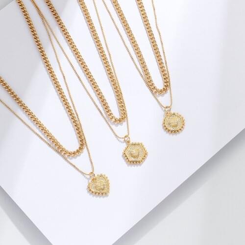 Gojomem Vintage Multilayer Necklaces with Heart Snowflake Sun Shape Pendant for Women Girls Fashion Charm Glod Choker Necklaces