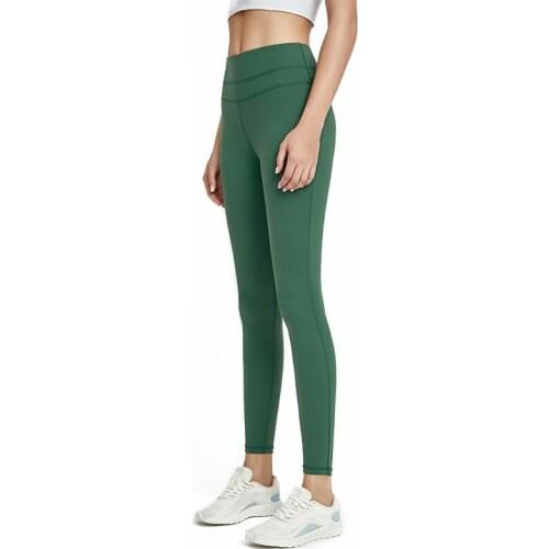 Women high-rise wide waistband Sport Fitness safe yoga pants soft sweat wicking ladies inside pocket 7/8 25'' inseam leggings