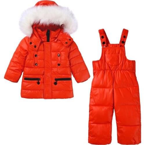 RT-074 Retail Boys And Girls Winter Warm Clothing Set Children 2Pcs Ski Suit Fashion Kids Windproof Sport Garment