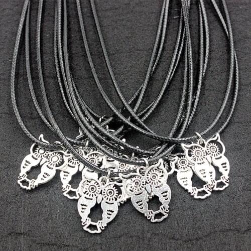 10PCS Cool tibetan silver plated Owl charms pendants necklaces Jewelry wholesale HJ04