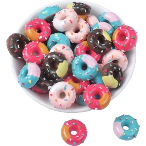 20pcs 22mm Cream Donut Scrapbook Flat Resin Ornament Figurine BB Clips Decoration DIY Jewelry Making Decoration Accessories