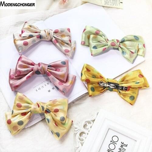 2020 Fashionable Color Hairpin For Woman Girl Dot Mesh Yarn Big Barrette Bow Hair Clip Cloth Multi-layer Hair Accessories New