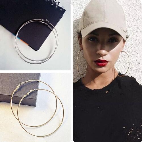 2020 Trendy Large Hoop Earrings Big Smooth Circle Earrings Basketball Brincos Celebrity Brand Loop Earrings for Women Jewelry