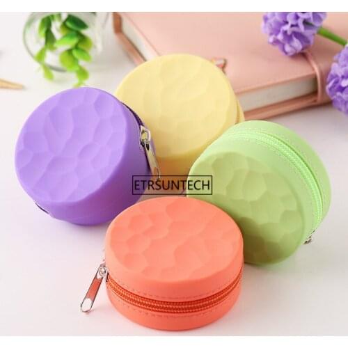 50pcs Portable Silicone Round Coin Purse Small Mini Women Lady Zipper Money Wallet Key Holder Bag