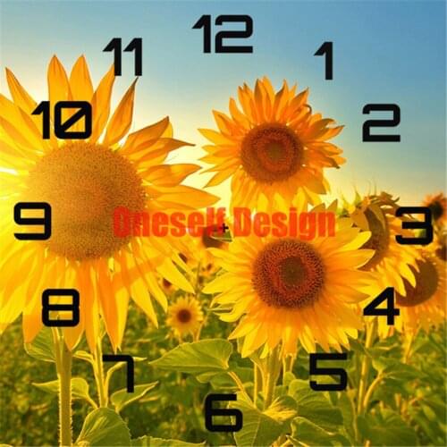 Diamond painting clock sunflower diy diamond mosaic sale with clock diy frame decoration home diamond mosaic sale wall sticker