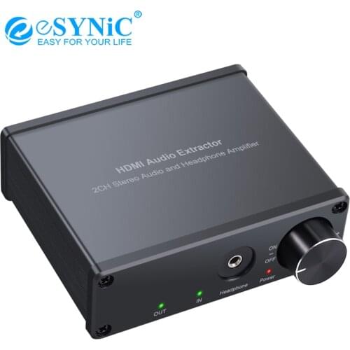 ESYNiC 4K 3D HDMI Audio Extractor With Volume Control For 2.0CH PCM DTS HDMI to HDMI+RCA+3.5mm Stereo Audio Converter Adaptor