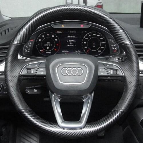 Suitable for Audi A4L A3 A6L Q5L Q3 A5 Q7 A1 A5 A7 fiber hand-stitched steering wheel cover