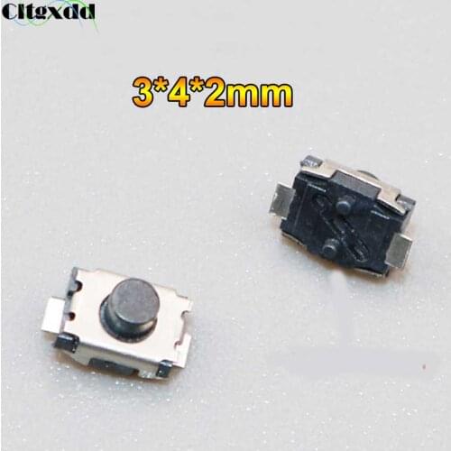 Cltgxdd 10PCS 3X4MM Tactile Tact Push Button Micro Switch Momentary SMD 2Pin 3*4*2mm With Fixed column