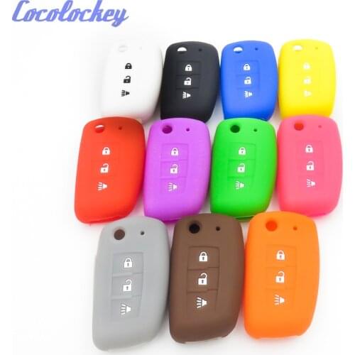 Cocolockey 3 Buttons Silicone Key Cover Fob Case Shell for Nissan Qashqai X-trail Flip Remote Car Key 3Buttons