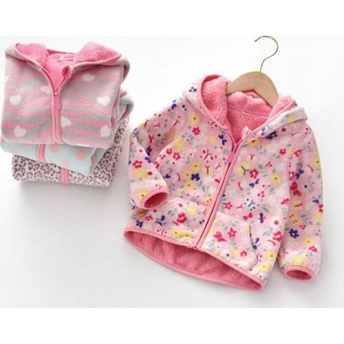 Baby Girls Jackets Autumn Winter Thicken Fashion Printing Hooded Jacket For Girl Toddler Kids Clothes 2 3 4 5 6 Y Girl Ouerwear