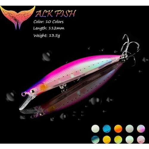WALK FISH 1PCS Minnow Fishing Lure 112mm 13.5g 3D Eyes Luminous Bait Floating Water Bait Bass Fishing Tackle Hard Bait