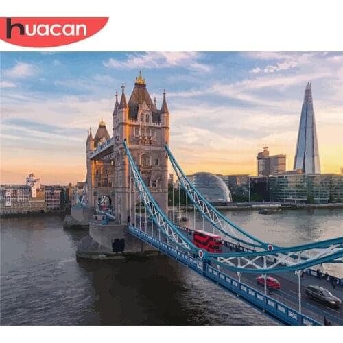 HUACAN Paint By Number Bridge Drawing On Canvas Hand Painted Painting Art Gift DIY Pictures By Numbers City Kits Home Decor