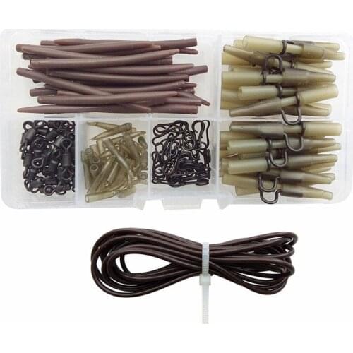 JSM 151pcs Carp Fishing Accessories Tackles Anti Tangle Sleeves Silicone Rig Tube Lead Clips Carp Hook Sleeves Set With Box