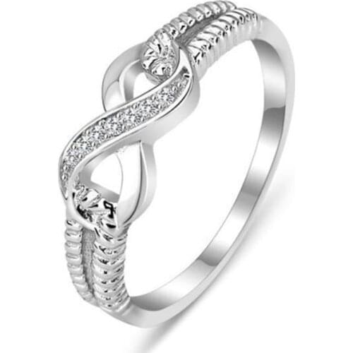 Classic Infinite sign inlay Cubic Zirconia Rings for man woman silvery Party Finger Jewelry Gift Dropshipping