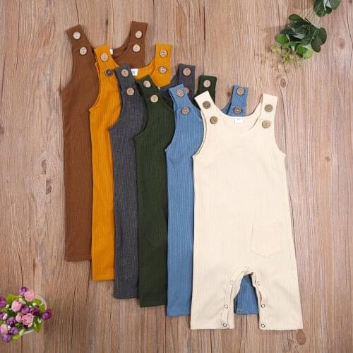 Newborn Baby Suspender Pants Overalls 2021 Summer Toddler Sleeveless Solid Color Romper Jumpsuit Boys Girls Baby Clothess 0-24M