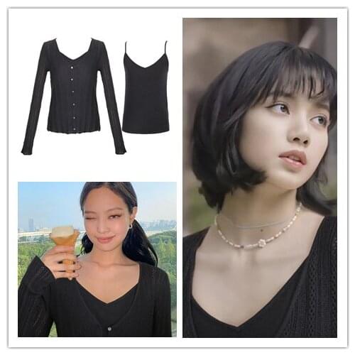Kpop Korean Vintage Office Oversize Solid Womens Short Camisole Vest knitted cardigan Shirt Blouses Tops Fashion Two-Piece Sets