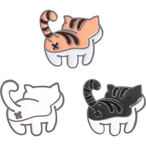 Cute Cat Enamel pin Cat Butt Badge Backpack Bag Hat Leather Jackets Accessory Funny Cat Lover Gifts For Adult Children