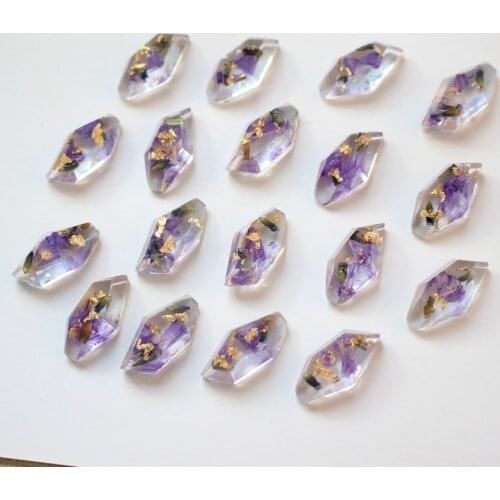 Min order 20pcs/lot Natural dried flower decoration geometry irregular shape flatback resin beads diy jewelry earring accessory