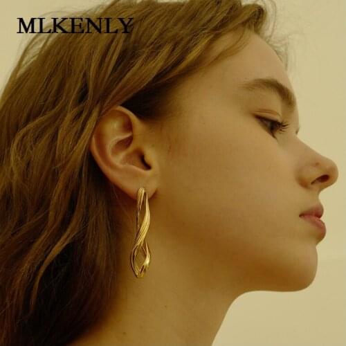 MLKENLY 925 Sterling Silver Silver Drop shape Flowing big earrings Simple and stylish Earrings For Women Silver
