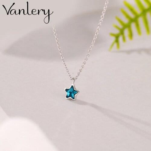 Trendy Blue Star Choker Necklaces For Women Fashion Long Sweater Chain Necklaces 2021 Party Jewelry Gift