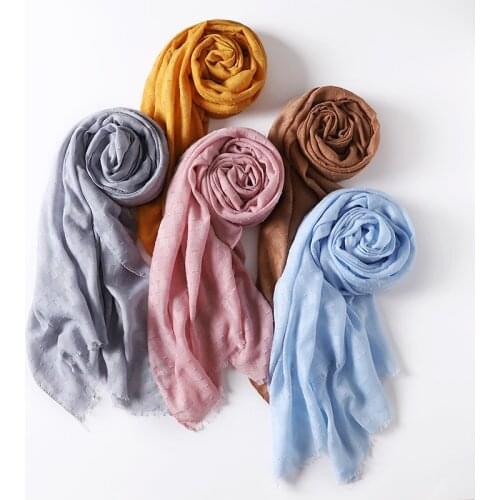 Muslim Women Polyester Scarf Fashion Soild Lady Shawls Striped Pattern Wraps Winter Scarves Hijabs Headband Female