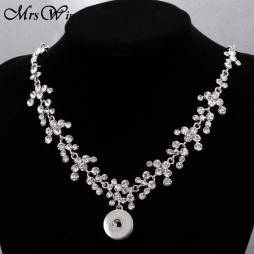 New Rhinestone Snap Button Necklace Full Crystal 18mm Snap Pendant Necklaces for Women Girls Bohemia Jewelry