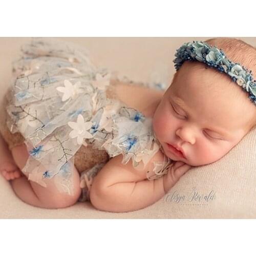 Newborn Photography Outfit Baby Headwear Lace Clothes Set for Photo Shoot Girl Dress Skirt Jumpsuit Photobooth Props Accessorie
