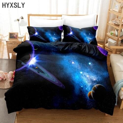Planet Stars Printed Duvet Cover Set Outer Space Pattern Bedding Sets Kids Boys Child Quilt Comforter Queen King Size Dropship