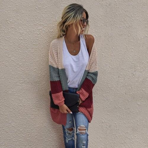 Casual O-Neck Cardigans Women Sweaters Fashionable Long Sleeve Loose Sweaters