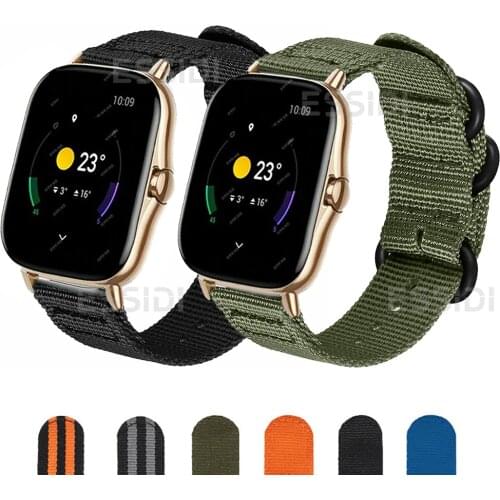 20 22mm Sports Nylon Band Loop For Huami Amazfit GTS 1 2 2e 2 mini Bip S U Lite Woven Watch Bracelet Wrist Strap For GTR 42 47mm