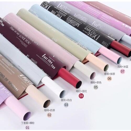 Silver-hot English Bouquet Wrapping Paper Waterproof Double Colors Gift Packaging Material 20 Sheets