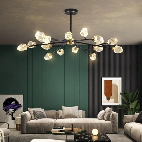 All copper living room chandelier light luxury post-modern atmosphere creative net red molecular dining room bedroom nordic crys