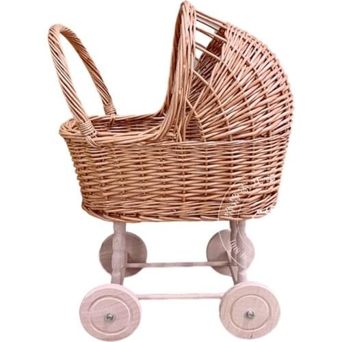 TT Nordic Style Retro Ratten Trolley Childrens Room Decoration Play House Trolley Studio Studio Photography Props New