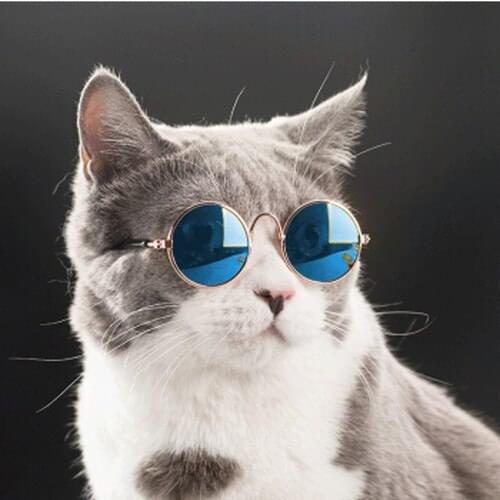 Pet Products Lovely Vintage Round Cat Sunglasses Reflection Eye wear glasses For Small Dog Cat Pet Photos Props Accessories