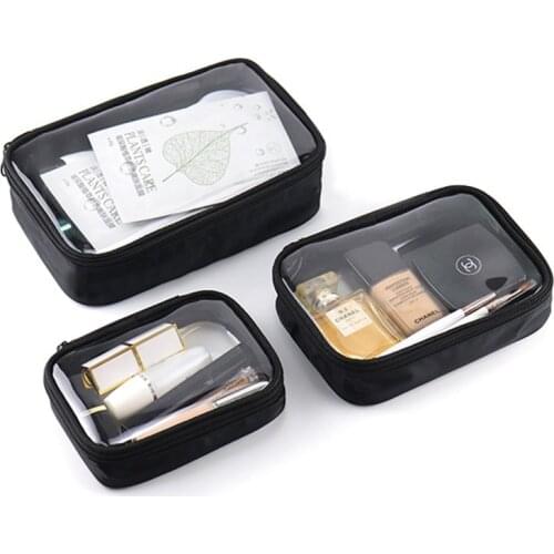 Waterproof Transparent Cosmetic Bag Women Make Up Case Travel Zipper Clear Makeup Beauty Wash Organizer Bath Toiletry Bags Kit