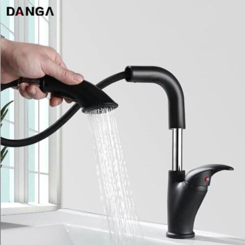 Pull Out Bathroom Faucets 2 In 1 Basin Faucet Waterfall Kitchen Sink Tap Hot and Cold Mixer Black/Chrome Cabinet Water Faucet