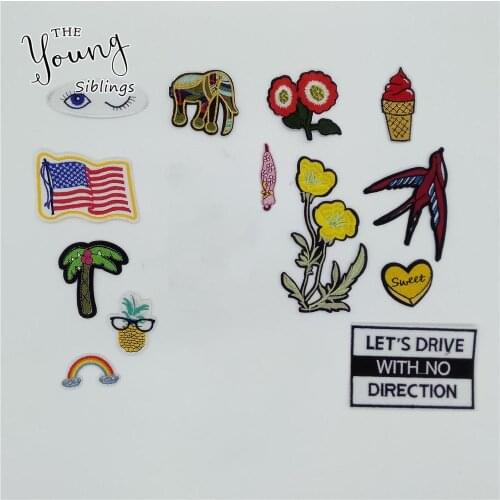 Embroidery Iron on Patches Sewing DIY Kids Clothes Jacket Cap Sequins patch Trim Applique Badges Accessories Craft supplies