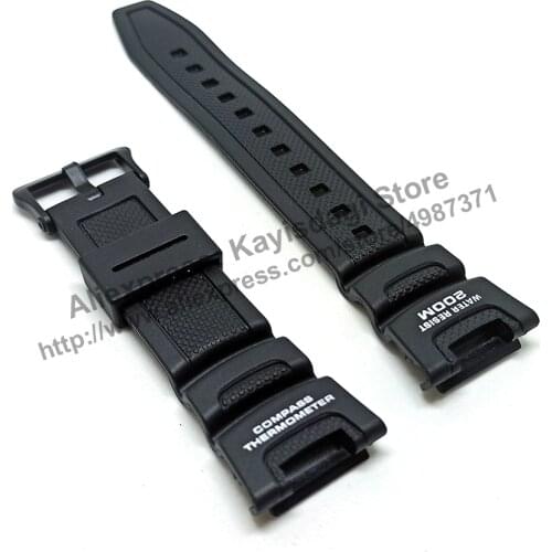 Compatible Casio SGW-100 Outgear Rubber Black Rubber Watch Band - Strap