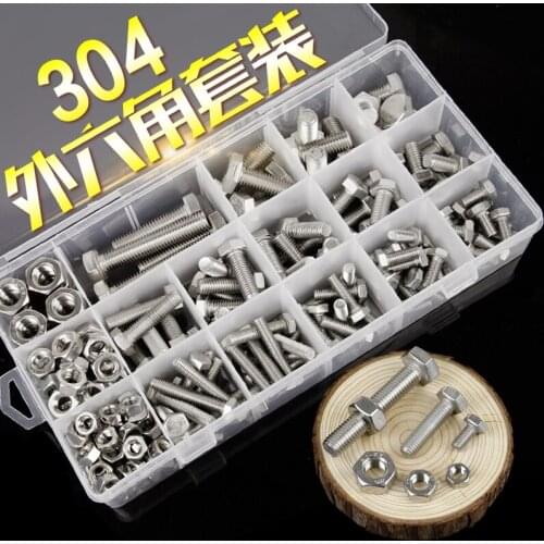 1box 304 hex bolt screw height bed frame fixed air conditioning outside machine screw set M6M8M10 with nut
