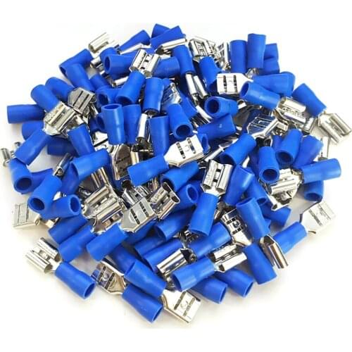 100pcs 16-14 Gauge AWG Female Wire Terminal Quick Disconnect Connector for Car Alarm Car Stereo Electrical Wire Connection Clamp