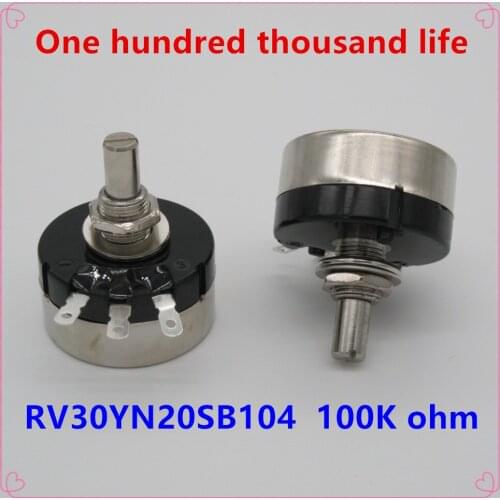 2pcs RV30YN20S B104 3W , 100k ohm Adjustable Resistance of Single Ring Carbon Film Potentiometer