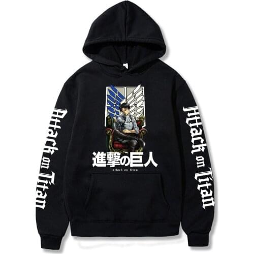 2020 Anime Graphic Hoodies Men Kawaii Attack on Titan Printed Long Sleeved Harajuku Sweatshirt Unisex Male
